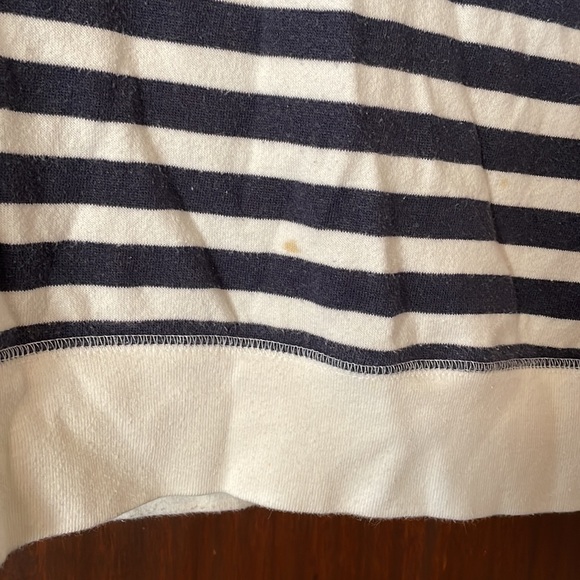 Navy and White Stripe Long Sleeve Crew Neck Sweatshirt - Picture 3 of 5